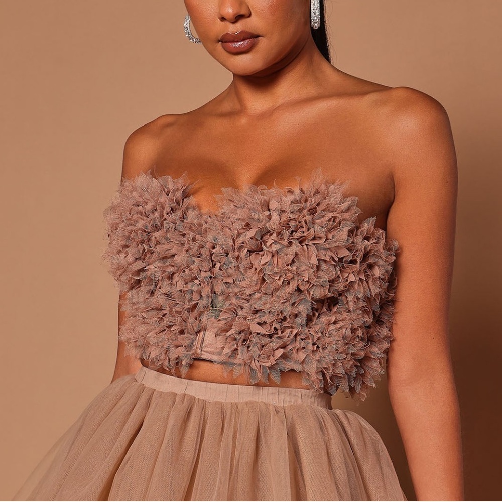 Desiree Tulle Corset Top - nude